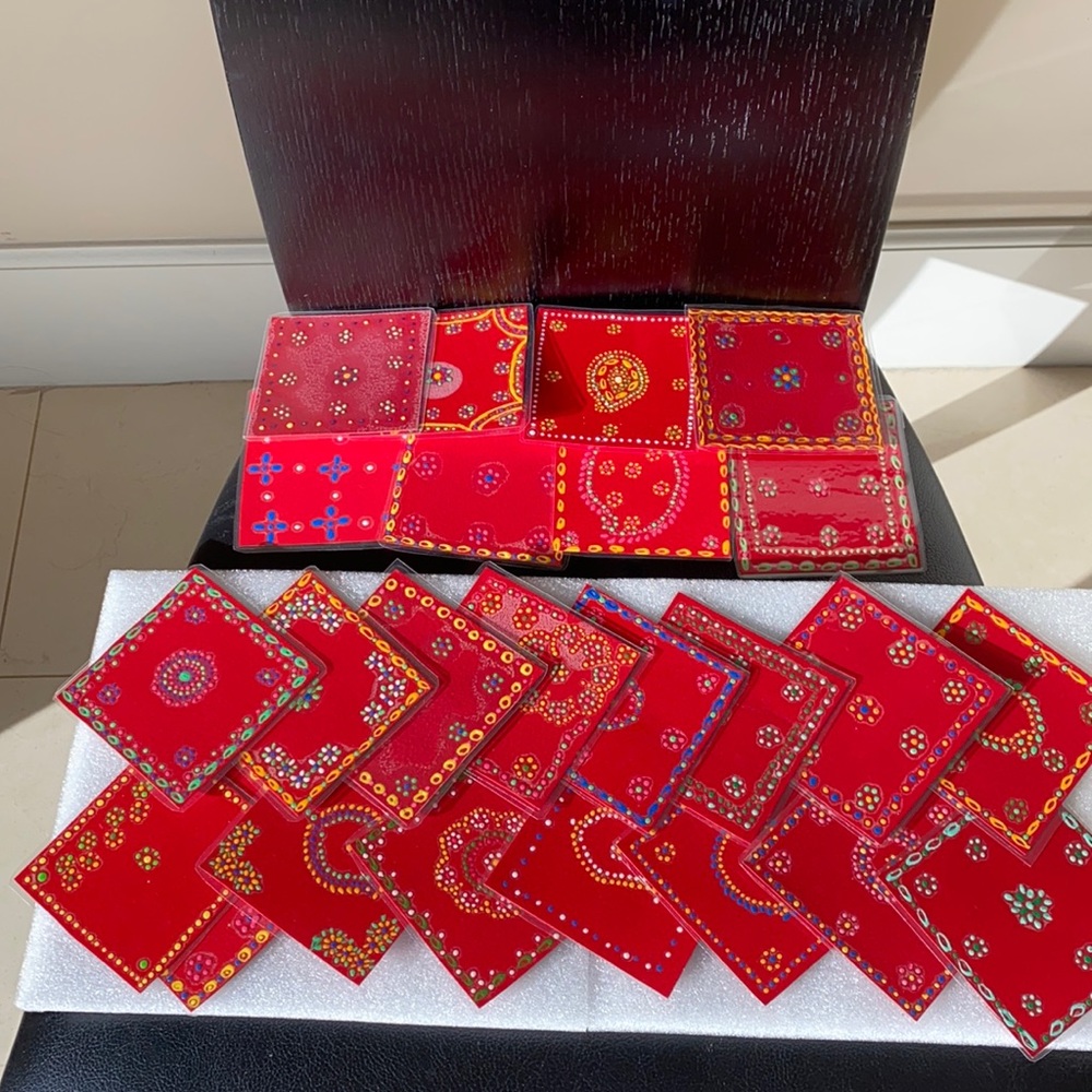 Beautiful Rangoli type handmade coasters set of 24, brand new!